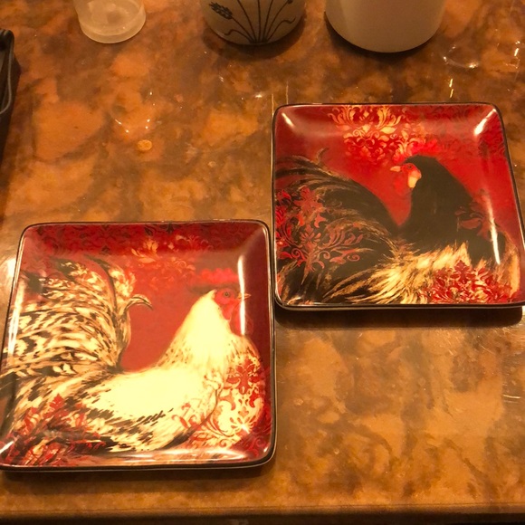 Susan Winget Rooster Avignon Morning 8.5" Salad Plates Certified International - Picture 1 of 5